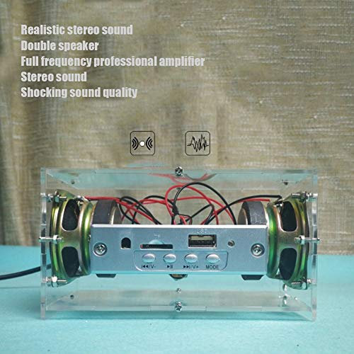 KIMISS DIY Bluetooth-Lautsprecher-Bausatz,Bluetooth-Lautsprecher Bausatz MP3-Musikpaket Stereo-Sound 3 W -Leistungsverstärker mit Fernbedienung (Transparent)