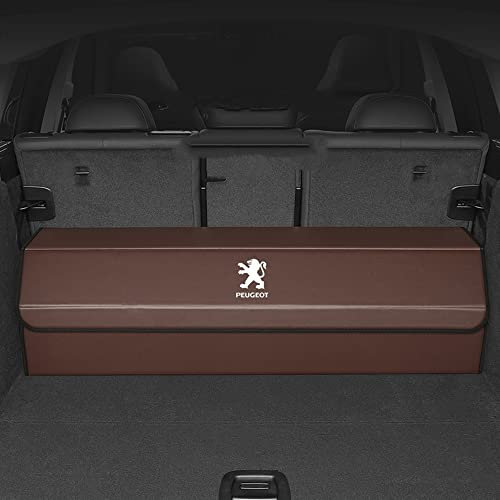 SERTUV Leder Kofferraum Organizer Auto Trunk Aufbewahrungsbox für Peugeot 3008 2011 2012 2013 Aufbewahrungstasche Verstauen Zubehör,Coffeestyle