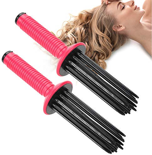 HERCHR Lockenwickler, 2 Stück Haar Flauschige Lockenwickler Kamm Lockenstab Haarstyling-Werkzeuge Mit Anti-Rutsch-Griff