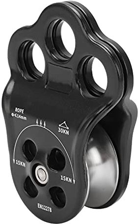Polea de Escalador de Enganche, 30KN Rodamiento Doble Dispositivo de Polea de Escalada de 3 Orificios Polea de Fijación Triple de Aluminio de Aviación para Cuerda de 14 Mm