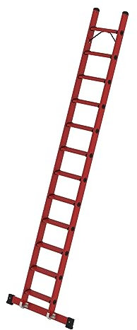 PROREGAL Stufen-Anlegeleiter GFK mit Traverse | 12 Stufen | Leiter, Teleskopleiter, Trittleiter, Bockleiter, Sprossen-Doppelleiter