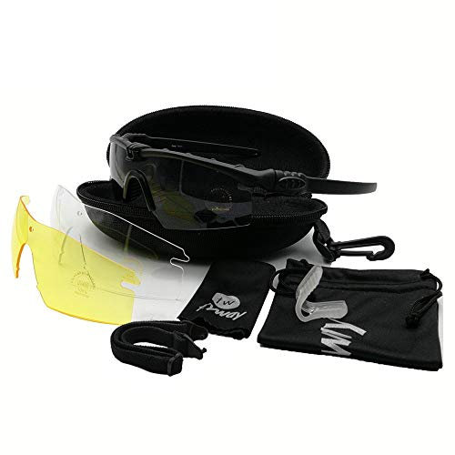Lunettes de protection tactiques professionnelles Ballistic 3.0 - 100 % UV400 TR90 - Monture - Lunettes de tir - Sports de plein air - Randonnée - Cyclisme - Paintball - Noir UV400