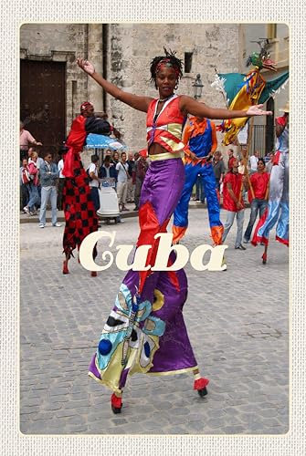 Holzschild 18x12cm Cuba Karibik Afro tanz Festival bunt Wand Deko Bar Kneipe Sammler Geschenk