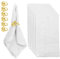 Umllpet Stoffservietten, Leinenservietten, 12er Pack (6 Baumwoll Servietten und 6 Serviettenringe Set), Serviette für den täglichen Gebrauch/Küche/Zuhause/Party/Weihnachten/Hochzeiten 40 x 40cm (Weiß)