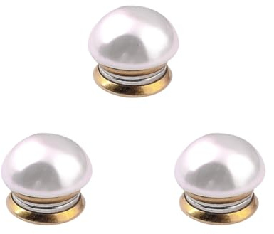 3 Pcs Faux Pearl Magnetic Brooch and Button Pins for Shirt Sweater Safety Dress Hat Collar Lapel Cover up Decorative