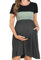 Bearsland Women’s Short Sleeve Maternity Dresses Patchwork Pregnancy Dress with Pocket, Light Green, XL