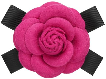 PATIKIL Broches en Forme de Fleur de Camélia, Élégantes Broches en Fausse Laine avec Nœud Floral pour Femmes, pour Chapeau, Robe, Chemise, Cravate, Corsage, Couleur Prune Rouge