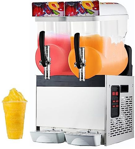 Generic Máquina Eléctrica Máquina De Granizados Comercial, Dispensador De Bebidas para Máquina De Hielo Picado Eléctrica 2x15L Agitador Incorporado, para Granizados, Diversión De Cócteles
