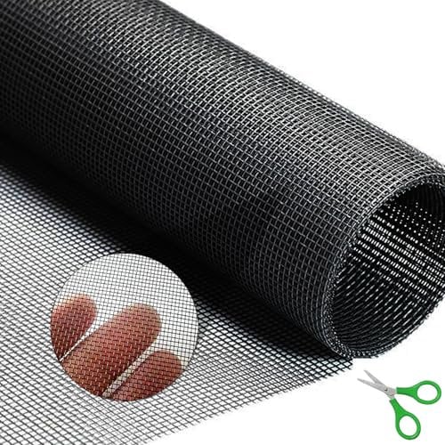 LANZLC Fliegengitter Meterware, 120 x 250 cm Fenster Fliegennetz Gewebe, UV-Beständig Fiberglas Fliegengitter Gewebe, Fiberglasgewebe für Balkontür Wohnzimmer Dachfenster Bodentiefe Fenster (Schwarz)