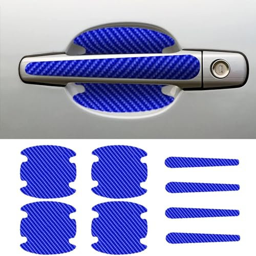 ZYSY 8PCS Car Door Handle Scratch Protectors, Carbon Fiber Car Door Bowl Sticker, Universal Car Paint Guard Cover, Protective Film for Cars (Blue)