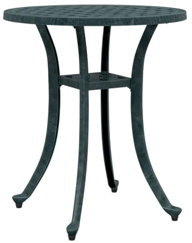 vidaXL Gartentisch, Beistelltisch für Indoor Outdoor, Terrassentisch Rund, Gartenmöbel Tisch Couchtisch, Grün Ø48x53cm Aluminiumguss