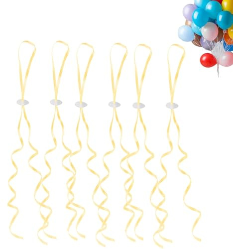 GoldRock Chiusure per palloncini a elio con cordino per palloncini, 100 pezzi, colore oro, chiusura per palloncini, corde per palloncini, spago da appendere per feste di matrimonio, compleanno, festa