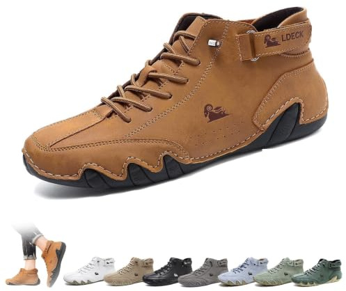 Stivali alti italiani fatti a mano da uomo Scarpe minimaliste da esterno Beck Scarpe casual traspiranti antiscivolo a piedi nudi per passeggiate Escursionismo Guida stivali Chukka(marrone,42 EU)