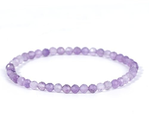 RUBY Perlenarmband Damen Echtes Naturstein Armband Hochwertiges 4mm Edelstein Armband aus facettierte, Amethyst - Inklusive Geschenkbox