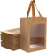 Generic Lot de 12 sacs cadeaux en papier kraft marron avec fenêtre, 25 x 17,8 x 13 cm, poignées, pour cadeaux, fêtes, festivals