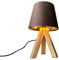 Dreibein Holz Tischlampe mit Samtschirm Braun Gold, 27cm klein