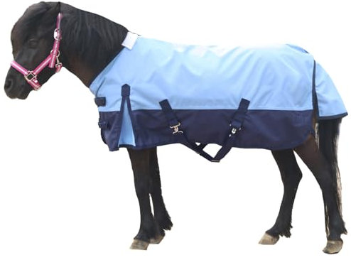 Gallopoff 1200D Pony/Shetty Pferdedecke ohne Füllung (0 g), Leichte, wasserdichte, Atmungsaktive und Reißfeste Regendecke für Fohlen, Minipferde, Zwergpferde, Kleinpferde und Miniponys