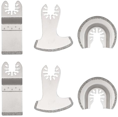 Oiieco 6Pcs Diamond Multi Tool Blades Kit, Oscillating Multi Tool Diamond Blades,Precision Cutting Grout Removal Set for Oscillating Tools Tile,Masonry,Metal and Wood Blades