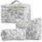 Pyuyan 3 Pièces Trousse Maquillage, Set Make Up Bag, Maquillage Grande Capacité Voyage Motif Floral, Matelassée Trousse Toilette, Trousses de Toilette Matelassées pour Femme, pour Femmes Et Filles