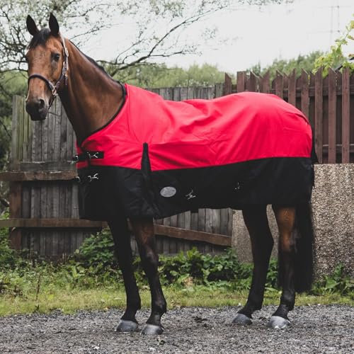 eQuitack Your Passion Is Our Mission 1200 Denier Pferdedecke Regendecke mit Fleece Lining Rot/Schwarz 165cm