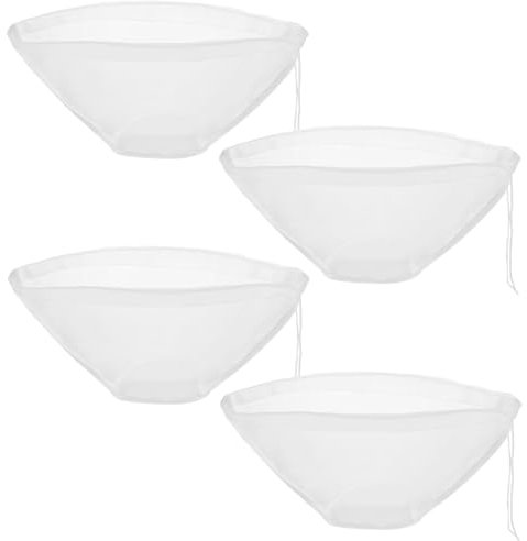 4 Piezas Bolsa de Leche de Nuez Reutilizable, Bolsas de Queso, Colador Tela Malla Fina Reutilizables, Bolsas de Gasa de Malla Fina de Nailon, Bolsa Para Escurrir Verduras, para Queso, Zumo de Frutas