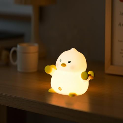 SZMDLX Ente Nachtlicht, Niedliche Ente Kinder Nachtlampe, 3 Helligkeit Touch Control Stilllicht Nachtlicht Mädchen,Tragbar Und Wiederaufladbar Nachtlampe Kinderzimmer Geschenke für Kinder