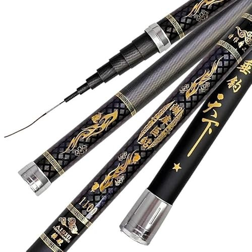 KJUUQBZL 8M/10M/12M/14M/15M/16M Super Light Long Hard 19H Carbon Fiber Hand Fishing Rod Telescopic Fishing Pole(11M)