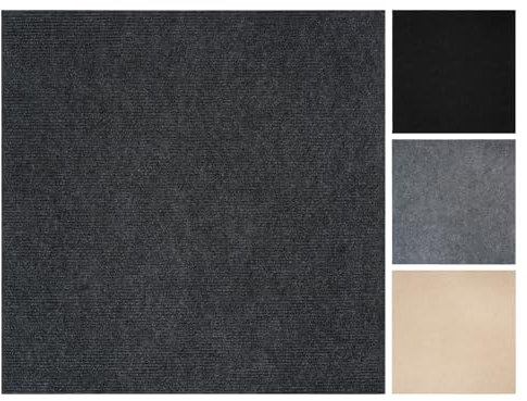 Vieshful Carpet Tiles Peel and Stick 50x50 cm, Self Adhesive Squares Carpet Floor Tile for Flooring Home Office Living Room Bedroom Commercial Apartment Dark Gray 10 Pack