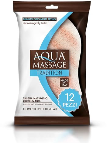 ARIX | 12 energetisierende Massageschwämme für den Körper der Linie Aqua Massage Tradition, sanfter Peeling-Schwamm, dermatologisch getestet, belebender Schwamm für breite Poren - 12 Stück