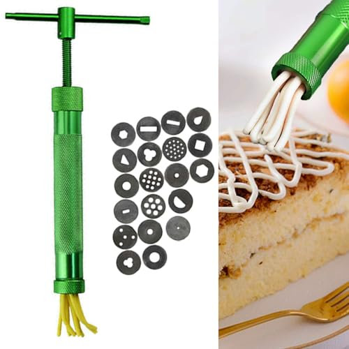 1 Set Stainless Steel Green Rotating Squeezer Mud Gun DIY Polymer Clay Baking Fondant Cake Extruder Sculpture Tools