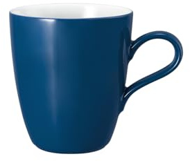 Seltmann Weiden Life Fashion Classic Blue Henkelbecher, 400 ml, Einfarbige Kaffeebecher mit Henkel, Mix & Match Geschirr, Spülmaschinen- & Mikrowellenfest, Porzellan, Blau/Weiß