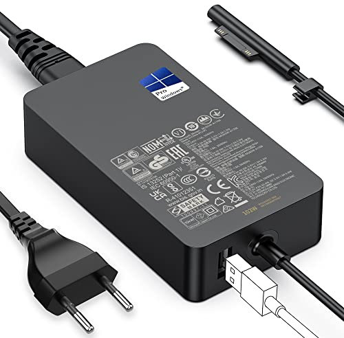 Chargeur Surface,102W Chargeur Microsoft Surface pour Surface Pro 3/4/5/6/7/7+/8/9, Surface Laptop 1/2/3/4/5/6/7, Surface Book 1/2/3, Surface Go 1/2/3, Surface LaptopGo 1/2/3, Surface Laptop Studio