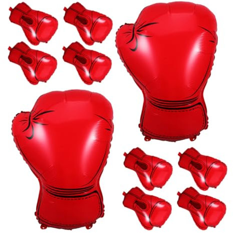 SKISUNO 10pcs Boxing Balloons: Aluminum Foil Glove Balloons for Boys Birthday Decorations Wrestling Themed Party Supplies Gym Events Sports Celebrations