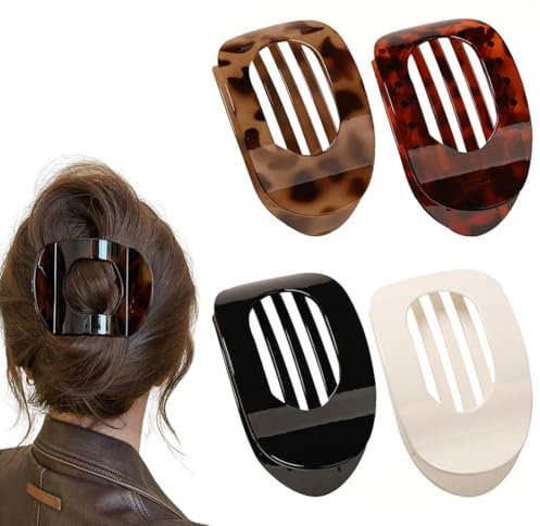 4 Pezzi Pinze per Capelli, Mollette Donna, Fermaglio capelli Piatti, Leggeri & Comodi, Antiscivolo, Eleganti Hair Clip Francesi Accessori per Tutti i Giorni(4 colori)