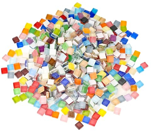 WENLISELL 1000g Square Mosaic Tiles Arts and Crafts, 10x10x3mm Mixed Color | Mosaic Pieces for Crafting, Crystal Mosaic Tiles, For Crafts, Arts, DIY, Home Decoration, Photo Frame