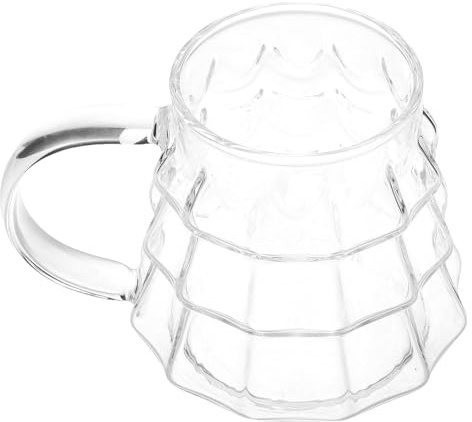 Cabilock Tazze di vetro natalizie vintage: tazze da caffè trasparenti per le feste, graziose tazze a forma di albero di Natale con manici per bevande calde, caffè e succhi.
