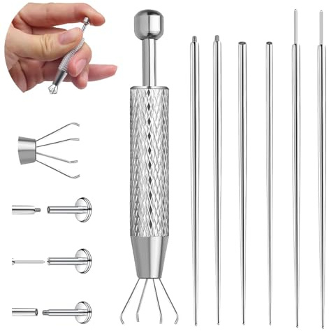 Nymora Set Piercing da 7 Pezzi, Forcipe per Piercing, Apripalline per Piercing, Attrezzo in Acciaio Inossidabile per Aprire e Cambiare, Accessori per Piercing di Orecchio e Naso