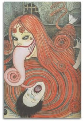 GFUWEWQEGUU Junji Ito Poster, ästhetische Wandkunst, dekoratives Gemälde, Poster, Dekoration, Vintage-Leinwand für Wohnzimmer, Schlafzimmer, 30 x 45 cm, ungerahmter Stil