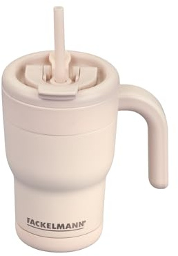 FACKELMANN x Pamela Reif Isoliertrinkbecher – 420 ml, Aus Edelstahl in Pastell Beige mit Keramikbeschichtung, Doppelwandig isoliert, PFAS-freie Beschichtung, Reinigung per Hand