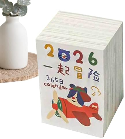 Kixolazr Abreißkalender | Cartoon-Illustration Jahresplan | 365 Tage Abreiß-Tischkalender – für Zuhause, Wohnheim, Wohnung, Haus, Schule, Kindergarten, Geschäft