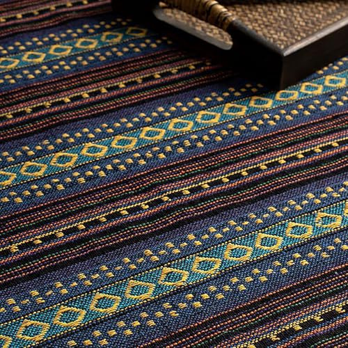 1m*1.5m Vintage Jacquard Stoffe Ethnischer Stil Patchwork Stoffe 60% Leinen + 40% Baumwolle Exotischer Blumenmuster Dekostoffe Meterware,Boho-Stoff Für Heimdekoration Nähen Quilt DIY (#06,1m)