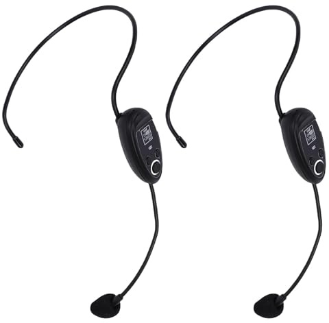 Annadue Microfono Ad Archetto Wireless 2.4G UHF, Microfono Lavalier Wireless con Connettore da 3,5 Mm e 6,35 Mm per Insegnamento, Fitness, Guida Turistica, Amplificatore vocale. (1 per 2)