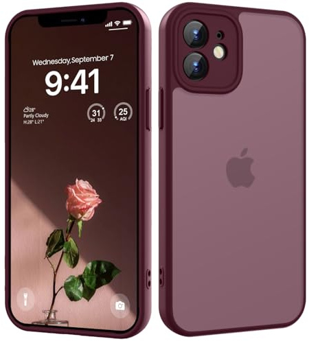 KPPIT for iPhone 11 case,Wine Red | [Shockproof Military Grade Drop Protection] [Frosted Translucent]