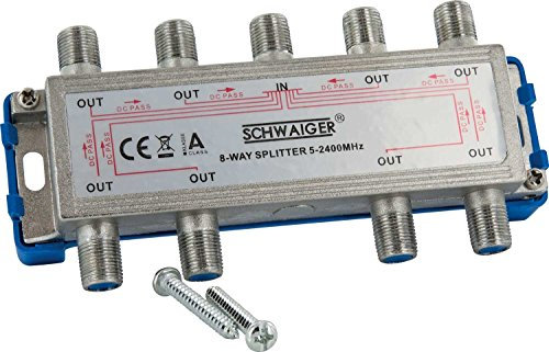 SCHWAIGER 9529 SAT-Verteiler 8-Fach digital BK-Verteiler 8-Wege Kabel-Führung SAT-Splitter 5-2400 MHz achtfach Satelliten-Verteiler SAT-TV DVB-S2 Kabel-Fernsehen