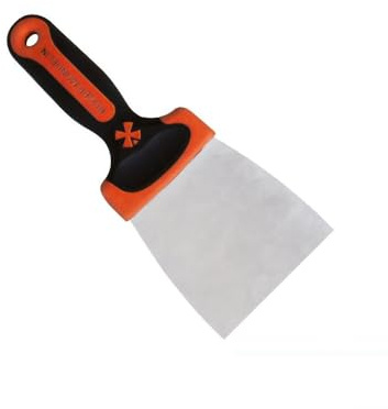 Couteau inox trempé 10 cm – Lame robuste et anticorrosion – Manche bi-matière soft ergonomique et antidérapant – Outil de plaquiste, enduit et finition professionnelle