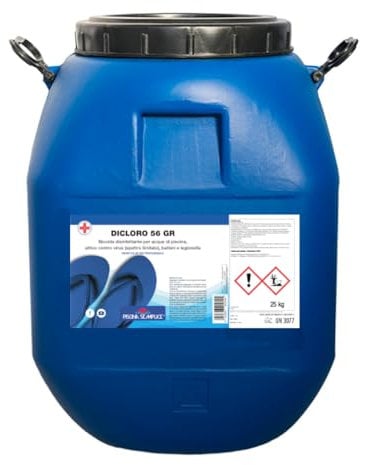 PISCINA SEMPLICE, Dicloro 56% Gr, Ideale Per Trattamenti d'Urto In Acque Di Piscina, Formato Da 25 Kg