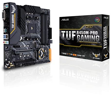Asus TUF B450M-Pro Gaming Mainboard Sockel AM4 (mATX, AMD B450, DDR4-Speicher, duale M.2, native USB 3.1 Gen2, Aura Sync)