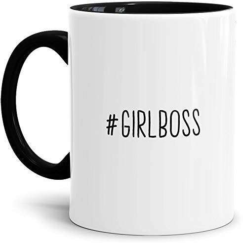Tassendruck Hashtag-Tasse #girlboss - Cool/Modern/Lustig/Geschenk-Idee/Innen & Henkel Schwarz
