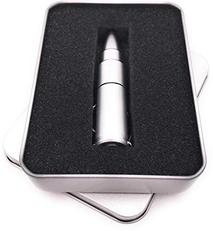 Onwomania Munition Patrone Ladung Anhänger Silber USB Stick in Alu Geschenkbox 16 GB USB 2.0