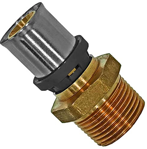 MegaHaustechnik Übergang mit 1 Rohr Zoll Außengewinde AG für 26,0 x 3,0 mm Mehrschicht Aluminium Verbundrohr Außendurchmesser x Wandstärke Press Fitting aus Messing TH U Profil Kontur Stück